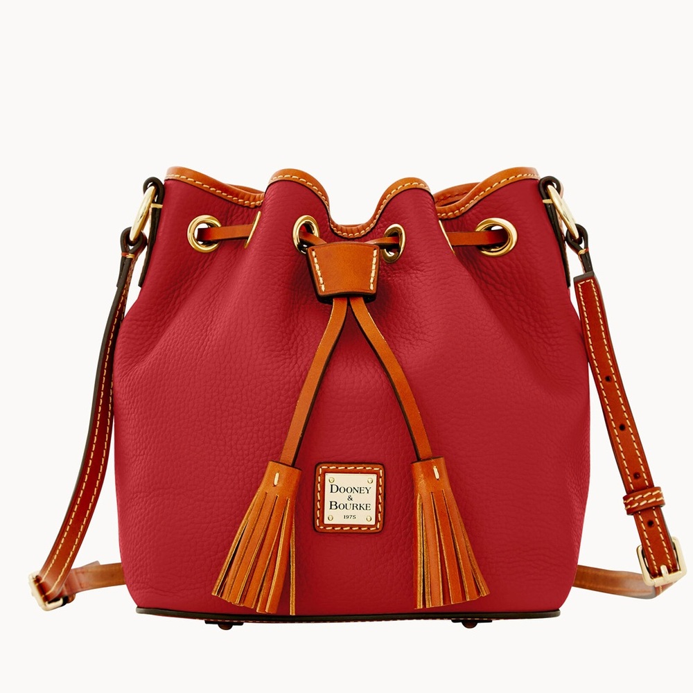 NWOT Dooney & Bourke Red Pebble Grain Leather Bucket Bag
